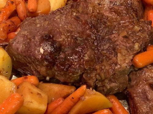 Pot Roast With Onion Soup Mix - 5 ingredients - Swirls of Flavor