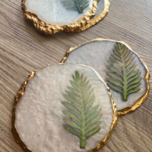 Boho Leaf Resin Coasters