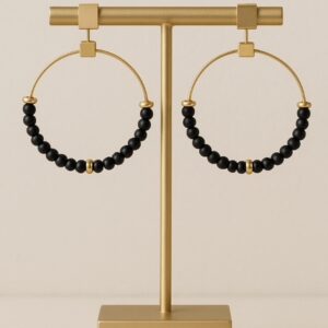 Black & Gold Beaded Earrings